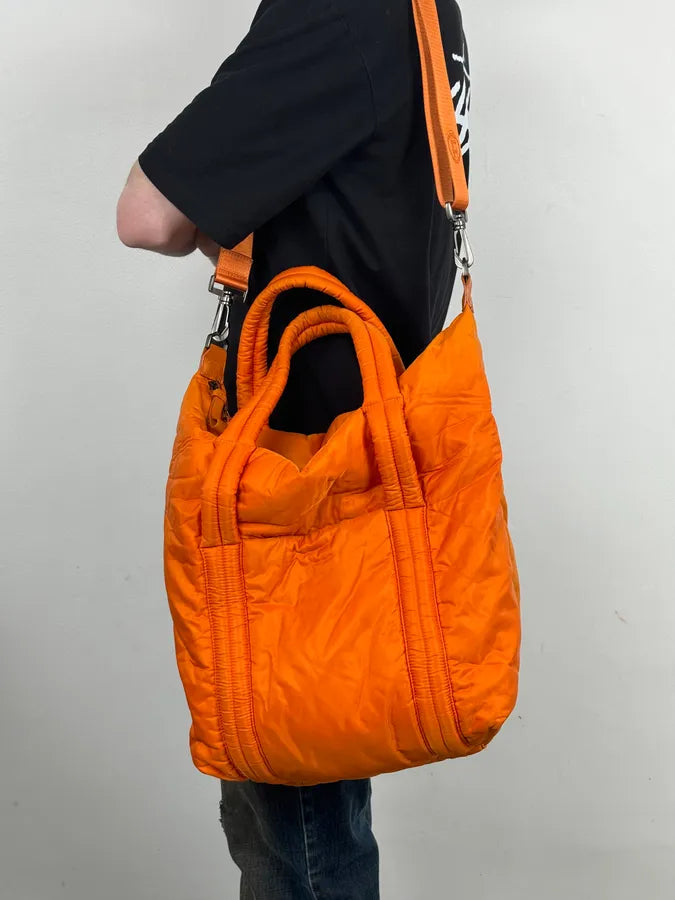 AW2019 Maison Margiela Orange Nylon Quilted Tote Bag iKdFnbj 1