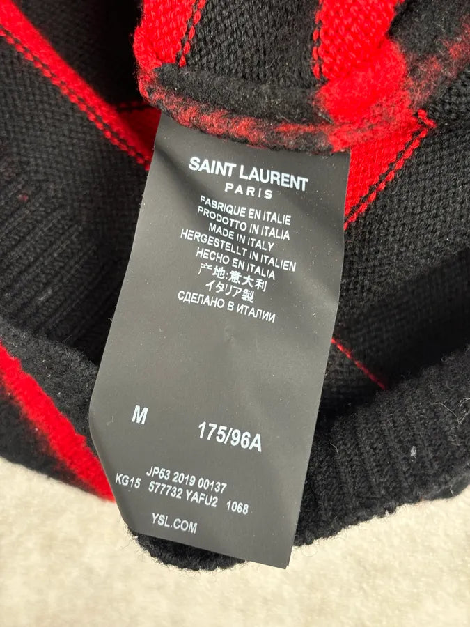 AW2019 Saint Laurent Black & Red Striped Wool Sweater DlVPCES 9