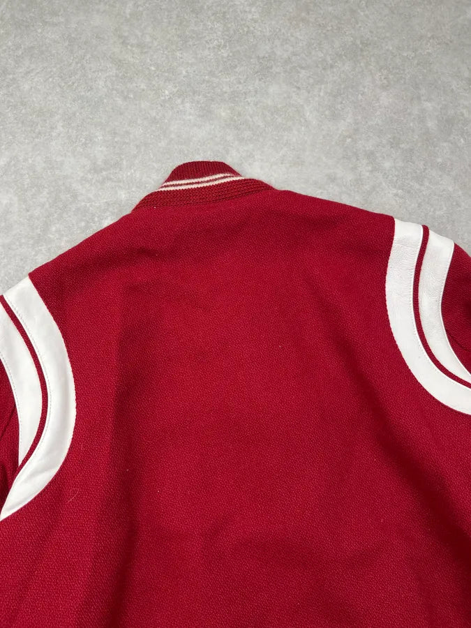 SS2019 Saint Laurent Red Wool Varsity Stripe Teddy Jacket upFGRSe 6