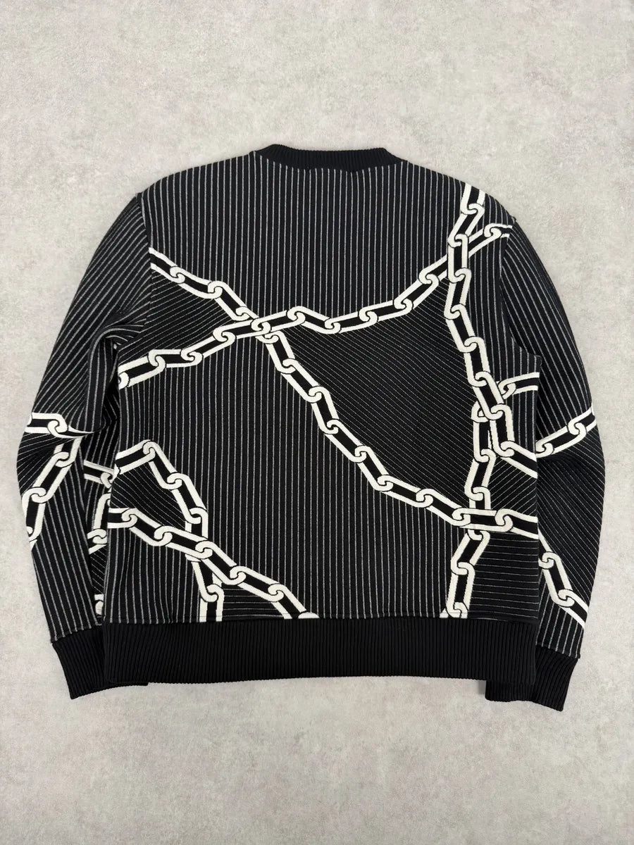 2020 Louis Vuitton Cable 3D Jail Logo Black & White Sweater KKKQQre 1