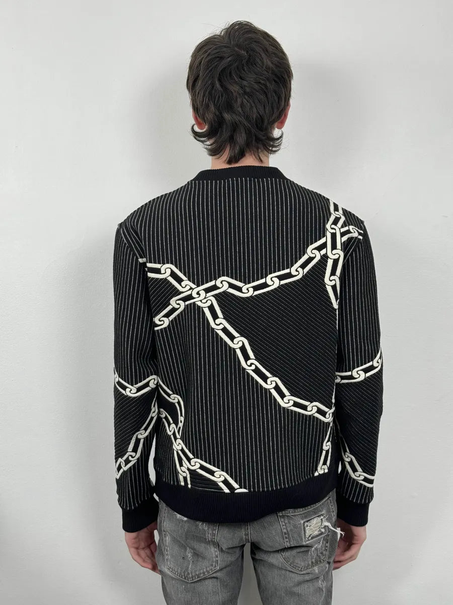 2020 Louis Vuitton Cable 3D Jail Logo Black & White Sweater KKKQQre 5