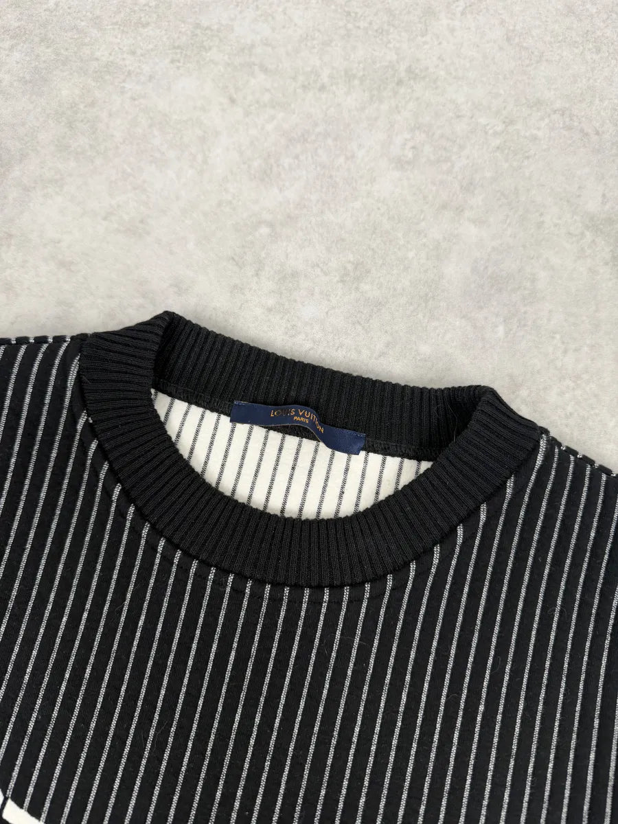 2020 Louis Vuitton Cable 3D Jail Logo Black & White Sweater KKKQQre 9