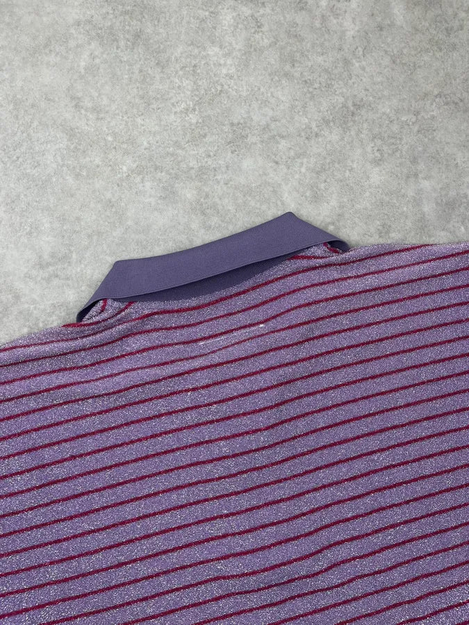 SS2020 Maison Margiela Purple Sequin Striped Polo Dress echHPEJ 6