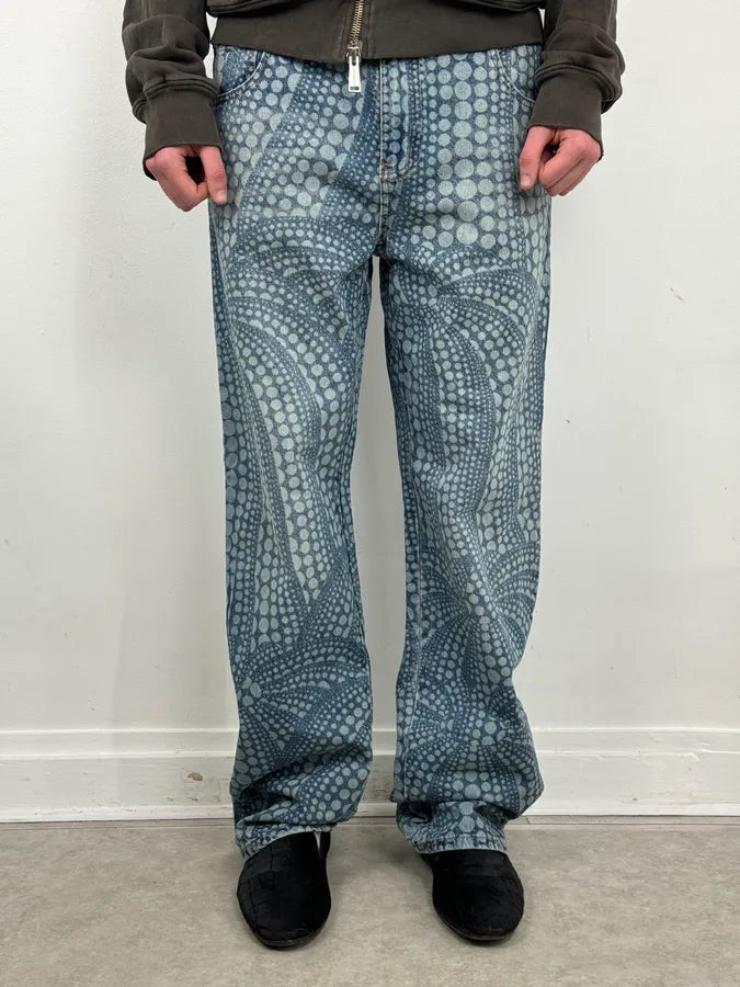SS2023 Louis Vuitton X Yayoi Kusama Blue Abstract Denim Jeans bGJVgDH 1