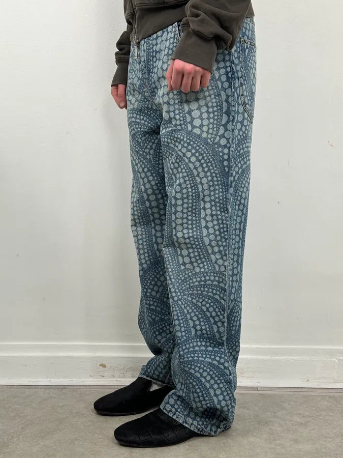 SS2023 Louis Vuitton X Yayoi Kusama Blue Abstract Denim Jeans bGJVgDH 2