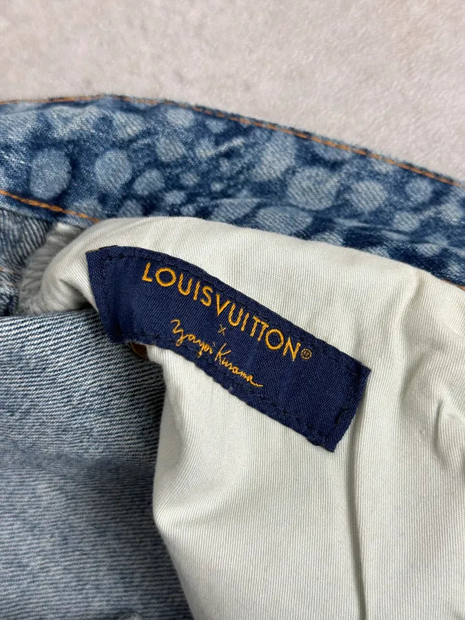 SS2023 Louis Vuitton X Yayoi Kusama Blue Abstract Denim Jeans bGJVgDH 10