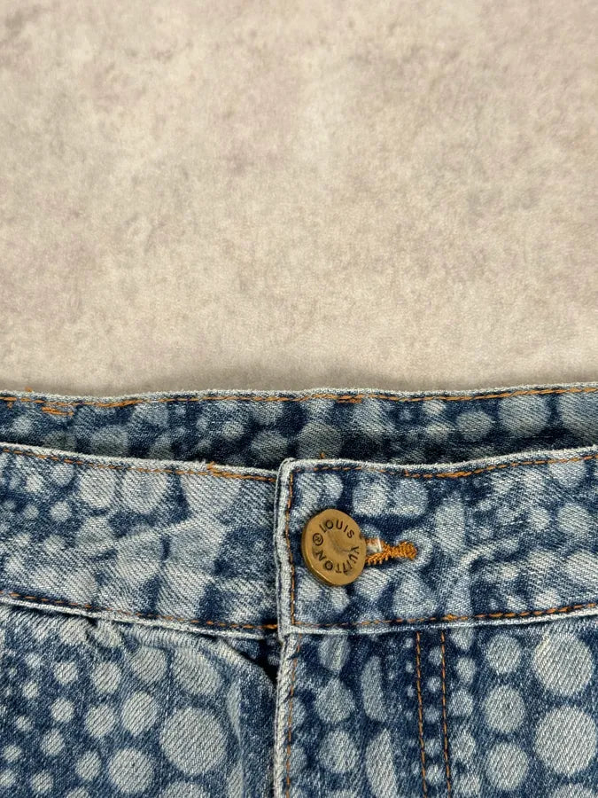 SS2023 Louis Vuitton X Yayoi Kusama Blue Abstract Denim Jeans bGJVgDH 9