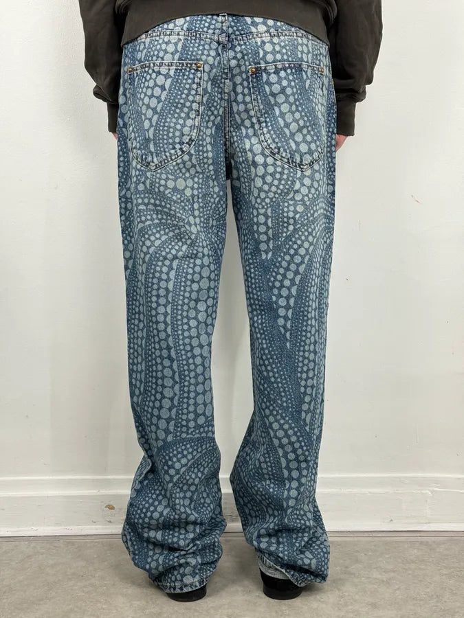 SS2023 Louis Vuitton X Yayoi Kusama Blue Abstract Denim Jeans bGJVgDH 3