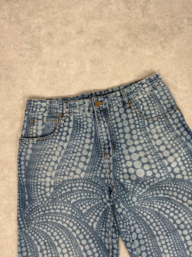 SS2023 Louis Vuitton X Yayoi Kusama Blue Abstract Denim Jeans bGJVgDH 4