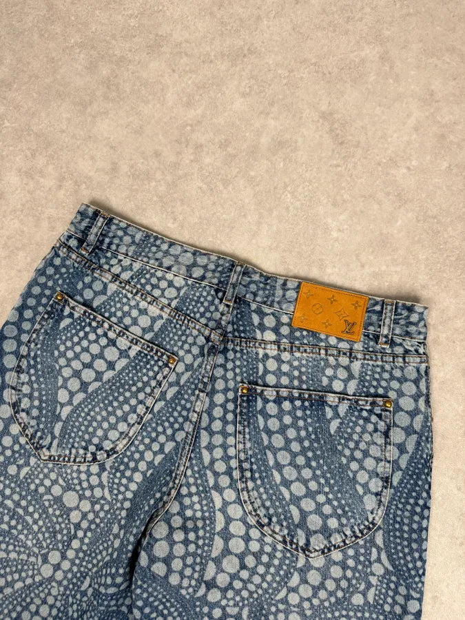 SS2023 Louis Vuitton X Yayoi Kusama Blue Abstract Denim Jeans bGJVgDH 7