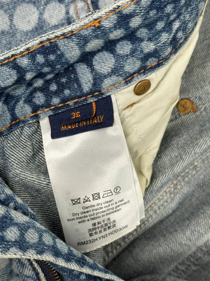 SS2023 Louis Vuitton X Yayoi Kusama Blue Abstract Denim Jeans bGJVgDH 11