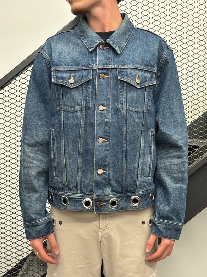 AW2022 Celine Blue Eyelet Denim Jacket huvGkQN 1