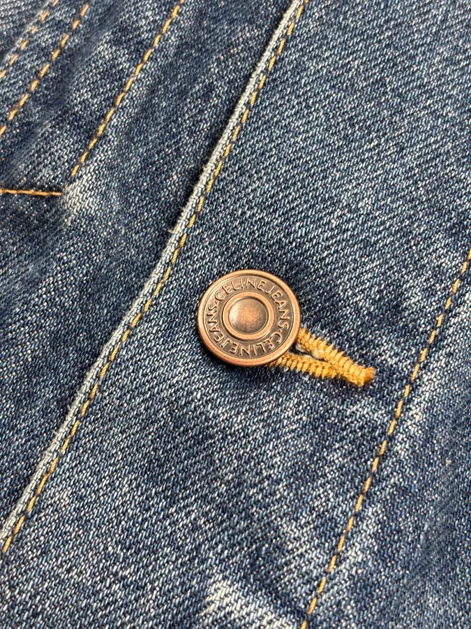AW2022 Celine Blue Eyelet Denim Jacket huvGkQN 8