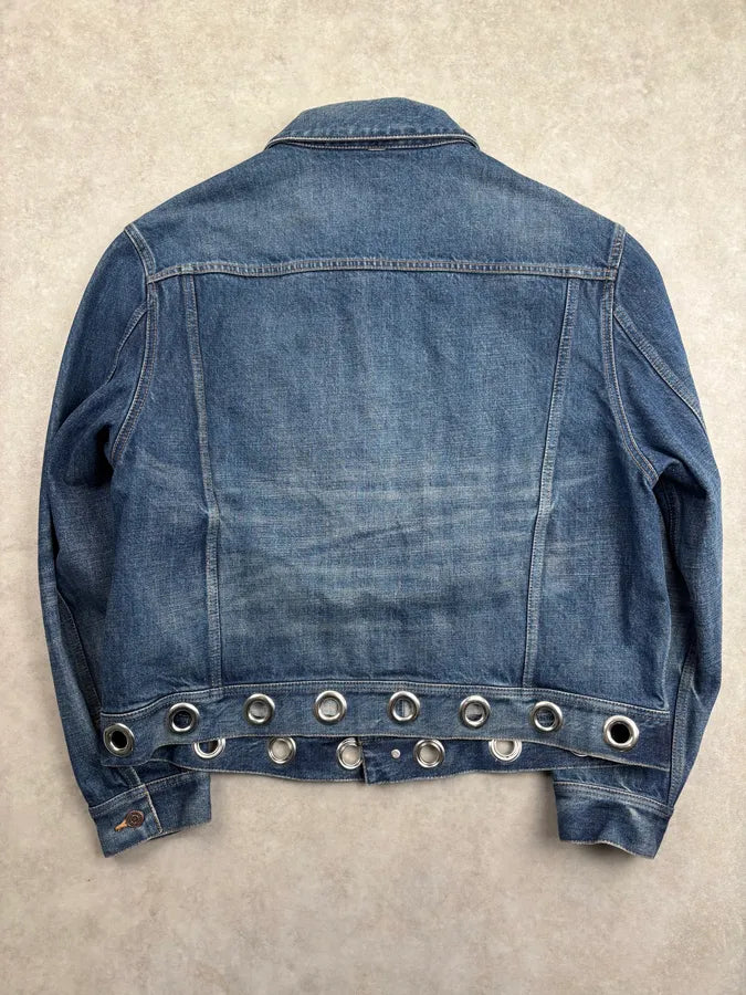 AW2022 Celine Blue Eyelet Denim Jacket huvGkQN 4
