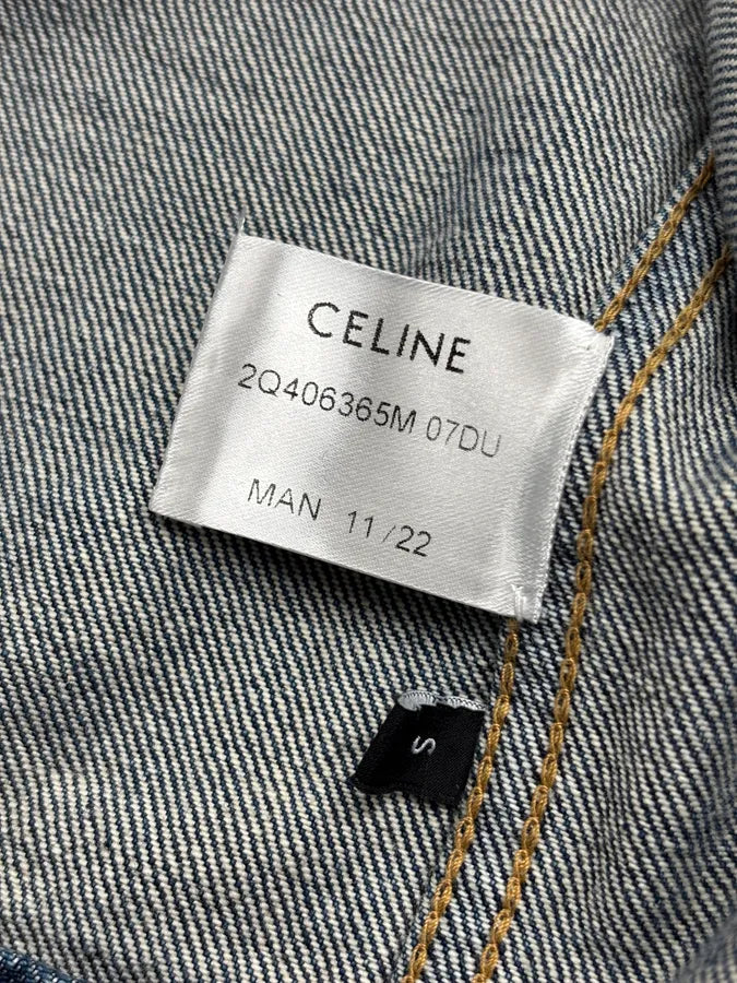 AW2022 Celine Blue Eyelet Denim Jacket huvGkQN 12