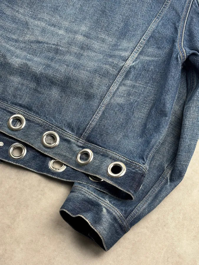 AW2022 Celine Blue Eyelet Denim Jacket huvGkQN 10
