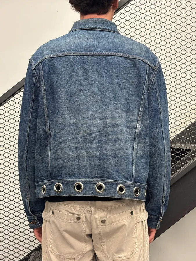 AW2022 Celine Blue Eyelet Denim Jacket huvGkQN 2