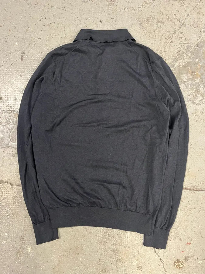 2024 Prada Silk Navy Longsleeves Polo (M) eDadUPt 5