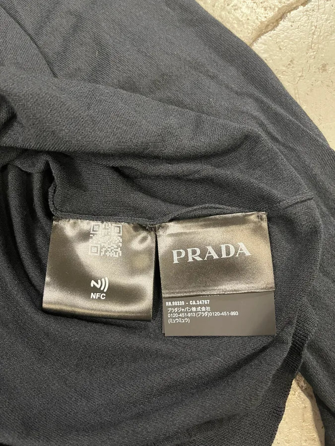 2024 Prada Silk Navy Longsleeves Polo (M) eDadUPt 7