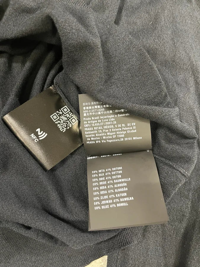 2024 Prada Silk Navy Longsleeves Polo (M) eDadUPt 8