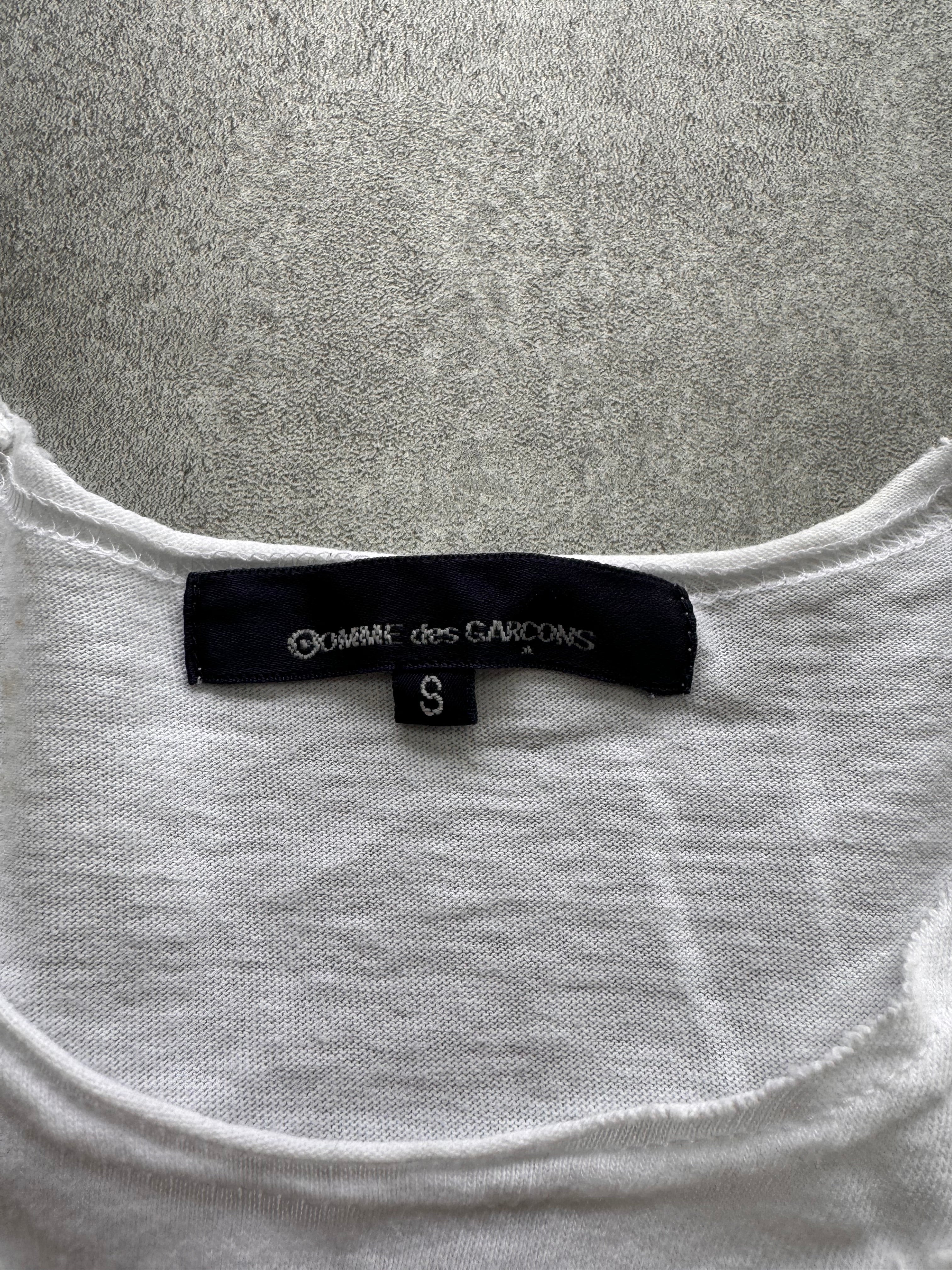 Comme Des Garçons White Floral Tricot Tee