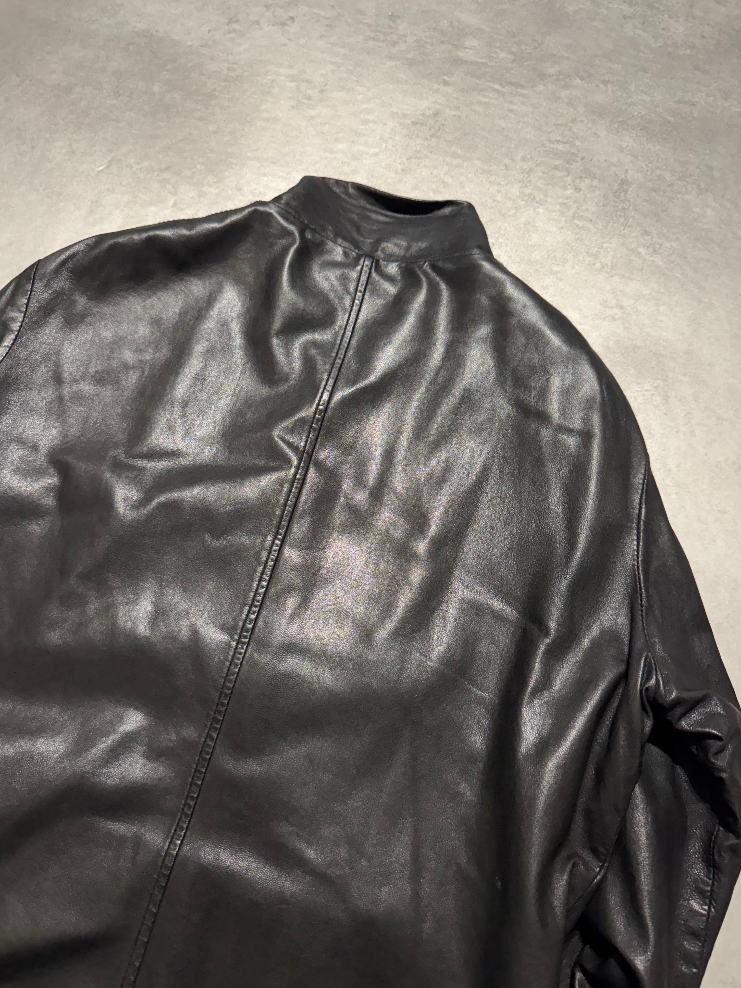 2010s Giorgio Brato Avant-Garde Black Leather Bomber Jacket
