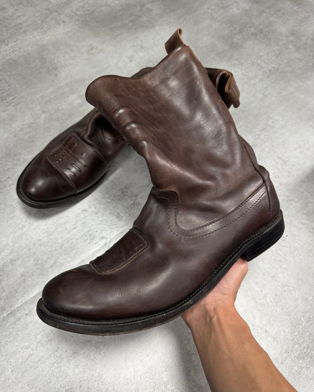 2000s Marithé + François Girbaud Biker Brown Leather Boots