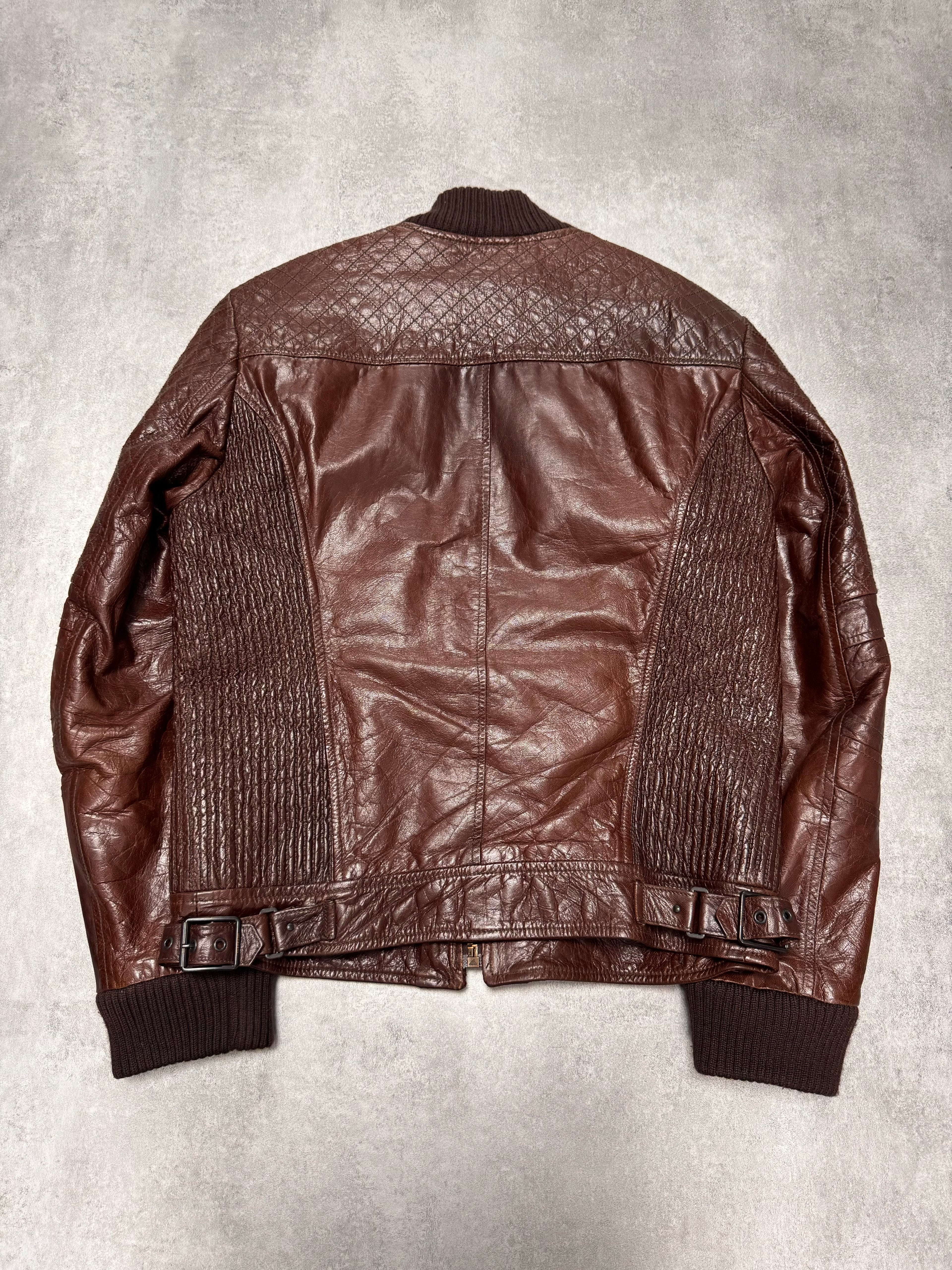 AW2008 Cavalli Brown Leather Bomber Jacket
