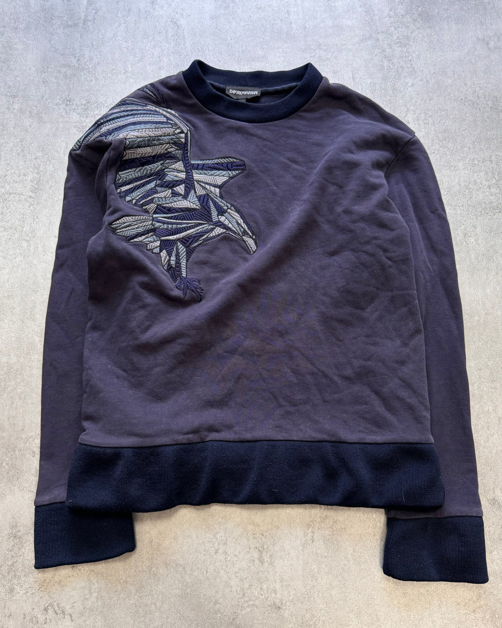 SS2017 Emporio Armani Embroidered Natural Royal Eagle Purple Sweater