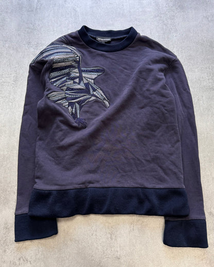 SS2017 Emporio Armani Embroidered Natural Royal Eagle Purple Sweater (S)