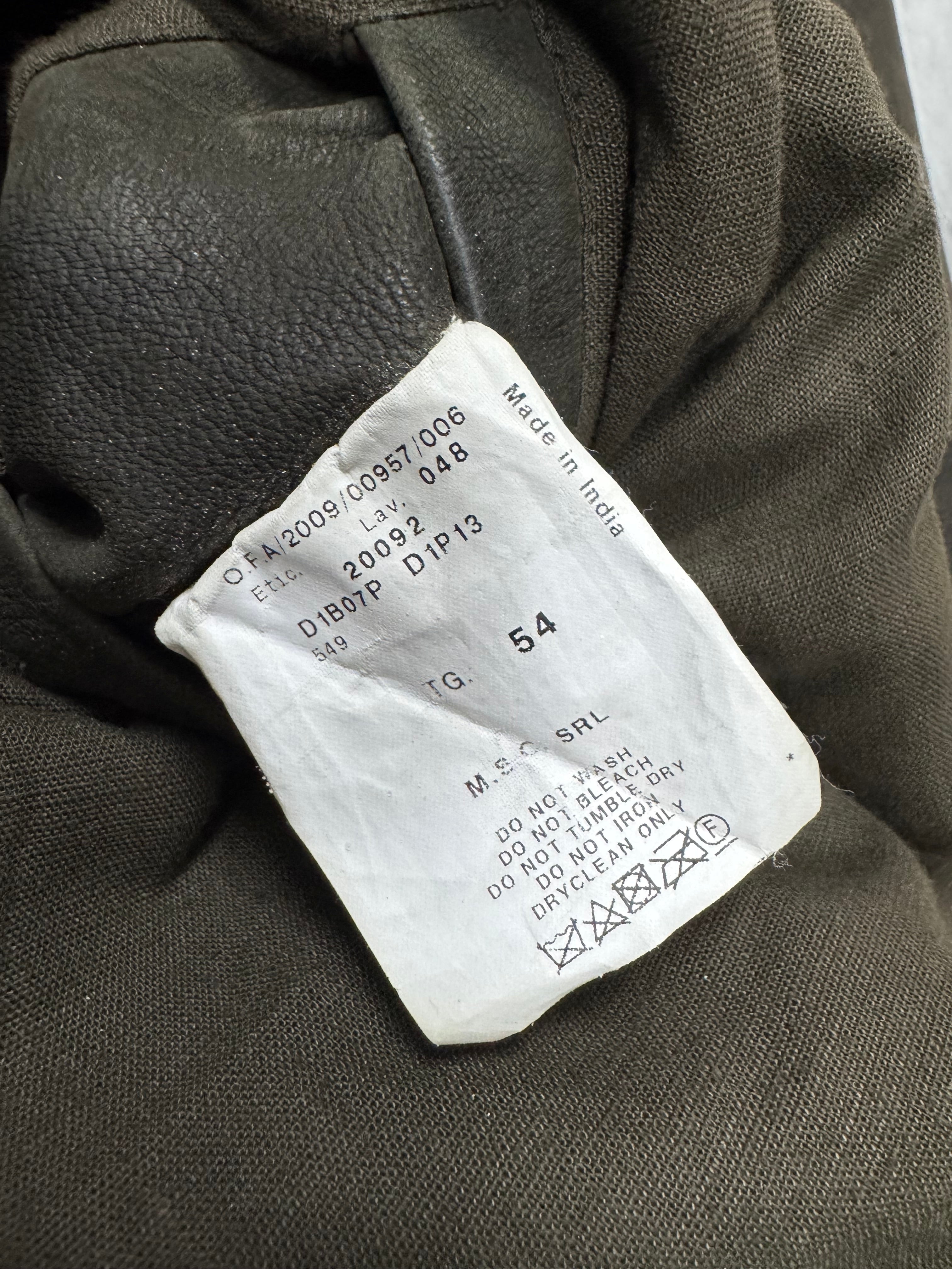 AW2009 Emporio Armani Brown Leather Wool Embelishments Jacket