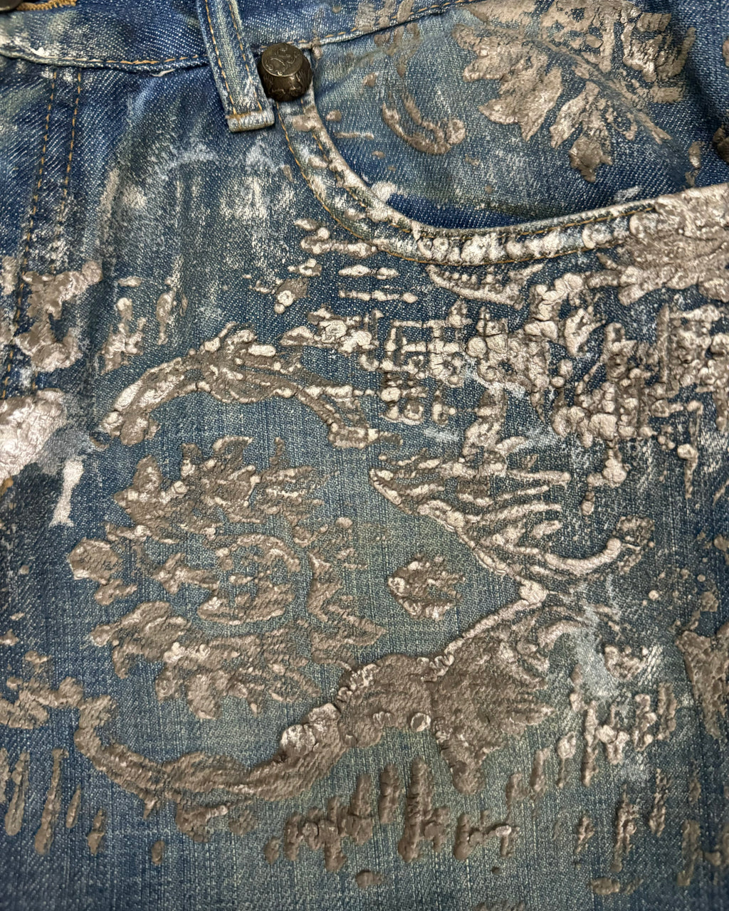 SS2007 Cavalli Blue Royal Relief Archive Soft Denim Pants  (M) - 9