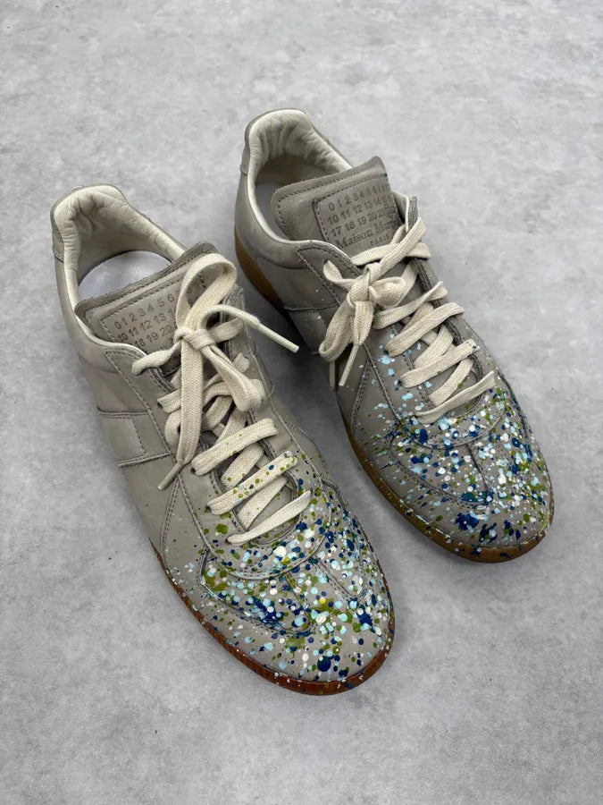Maison Margiela Replica Grey Painted Army Sneakers xcBzTIU 3