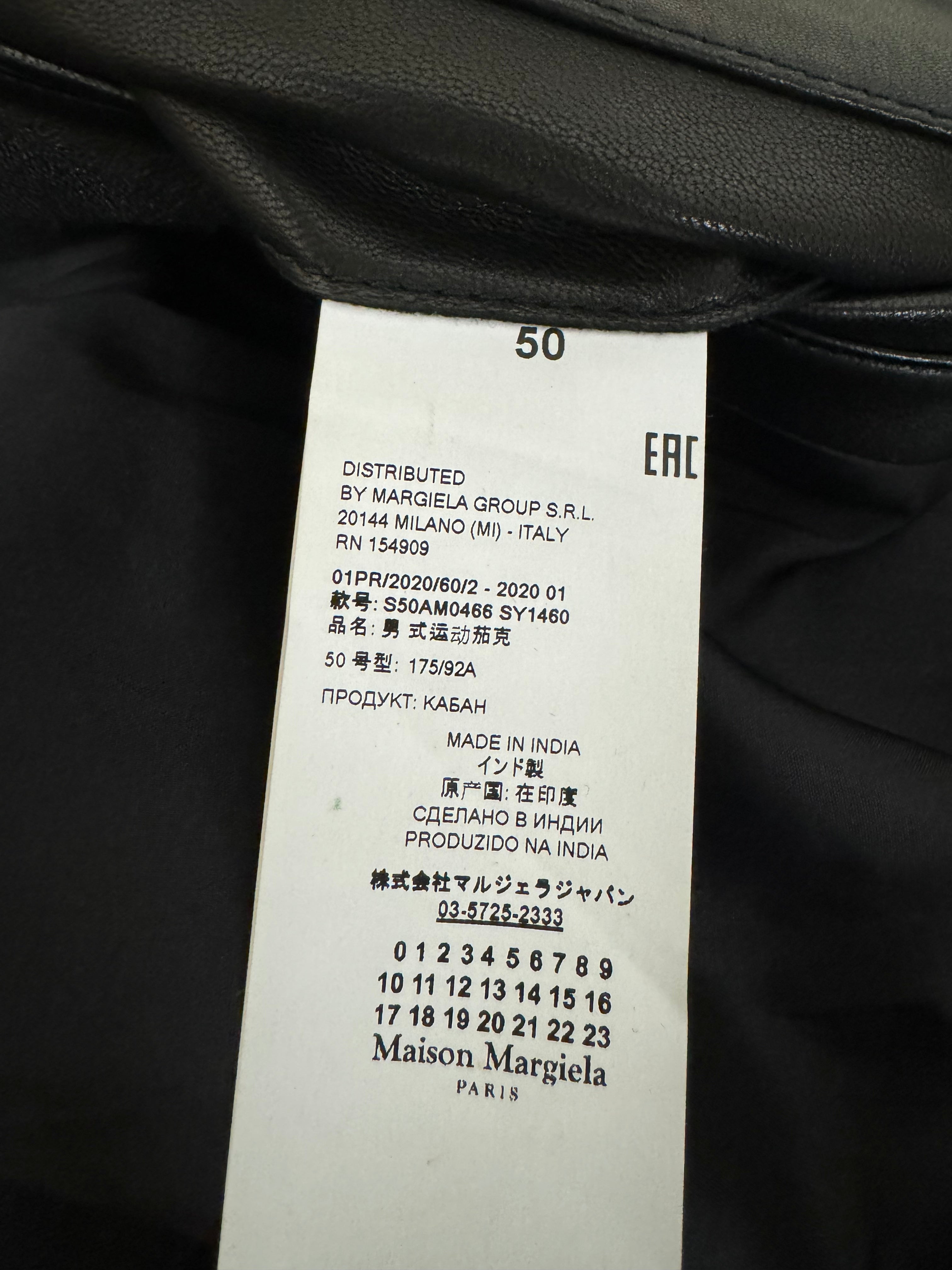 SS20 Maison Margiela 5-Zip Black Leather Jacket