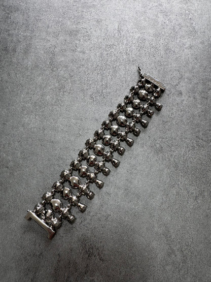 1990s Givenchy Royal Crystal Reversible Stainless Steel Bracelet (OS)