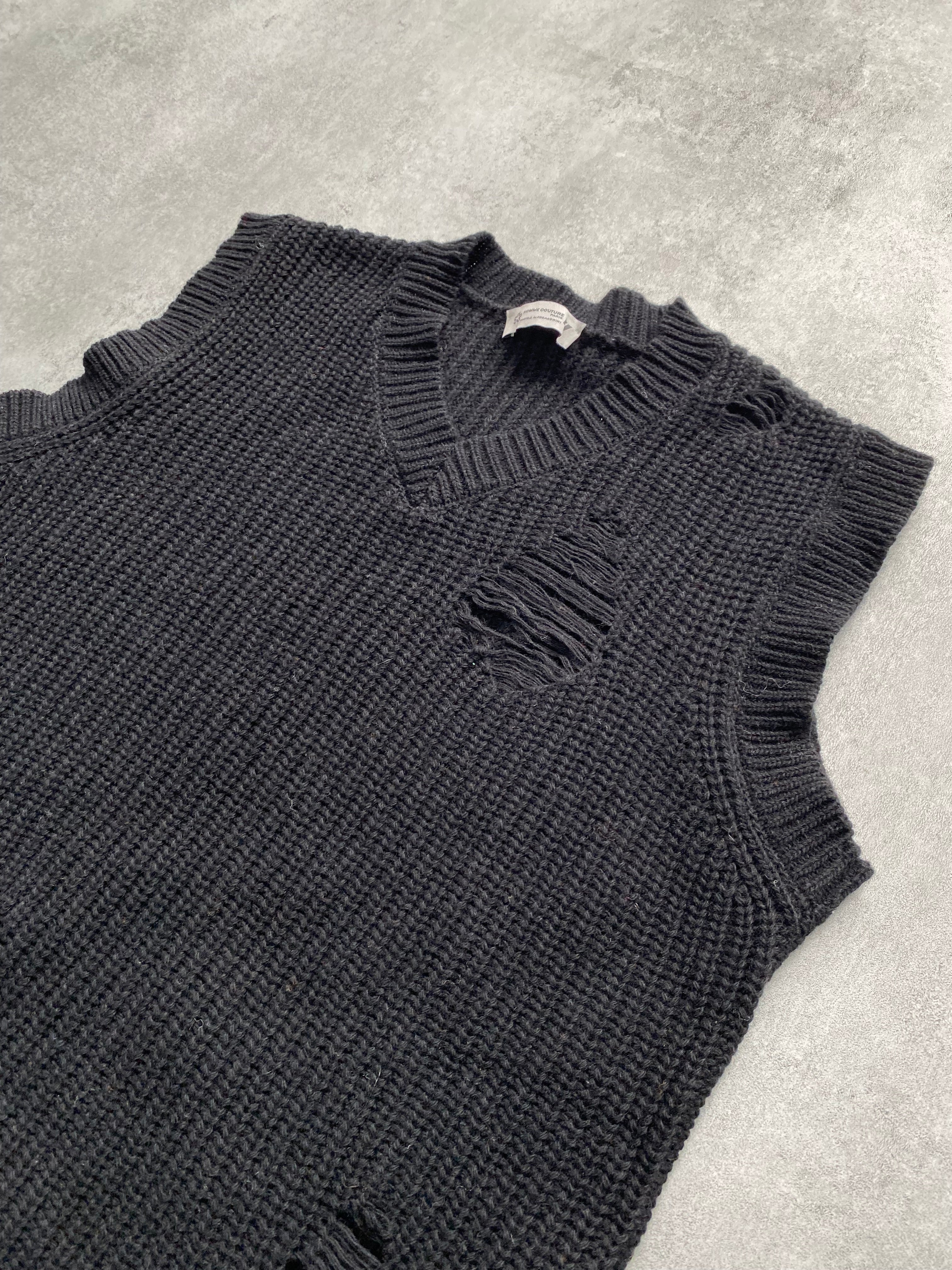 Daniele Alessandrini Destroyed Sleeveless Black Sweater