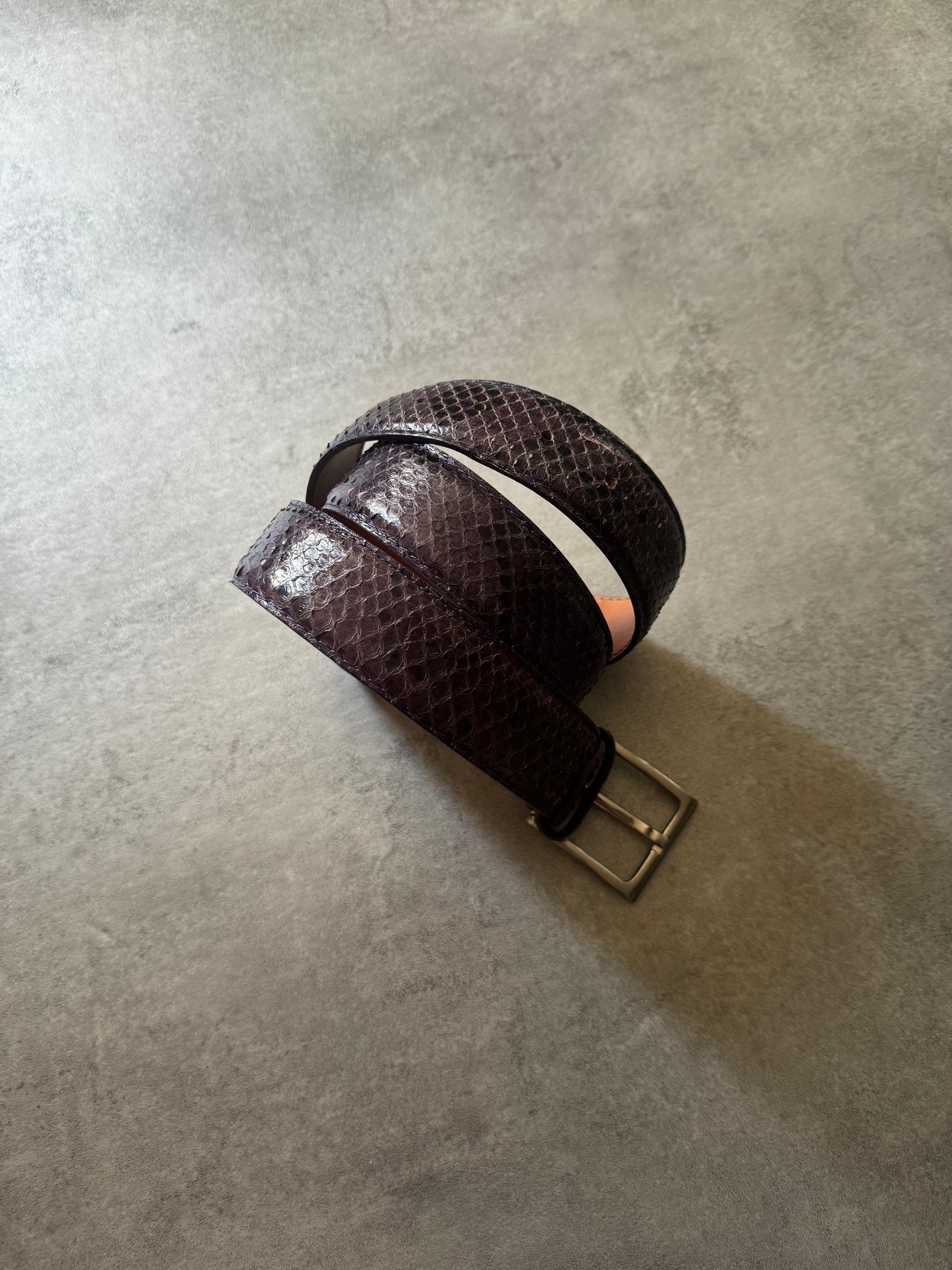 Artisanal Italian Python Leather Purple Belt (OS) - 2