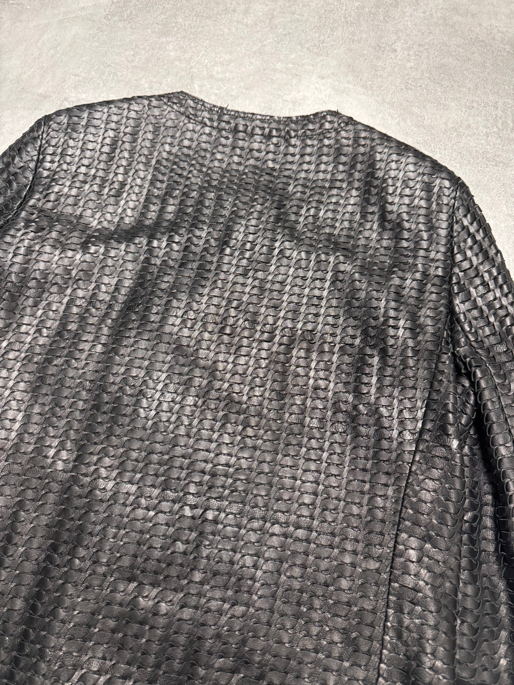 2000s Dolce & Gabbana Woven Black Leather Jacket