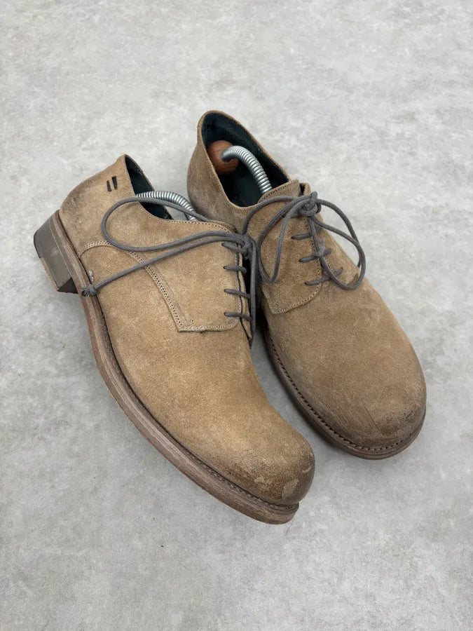 The Last Conspiracy Beige Suede Leather Eroded Derby Shoes TuJEWES 4