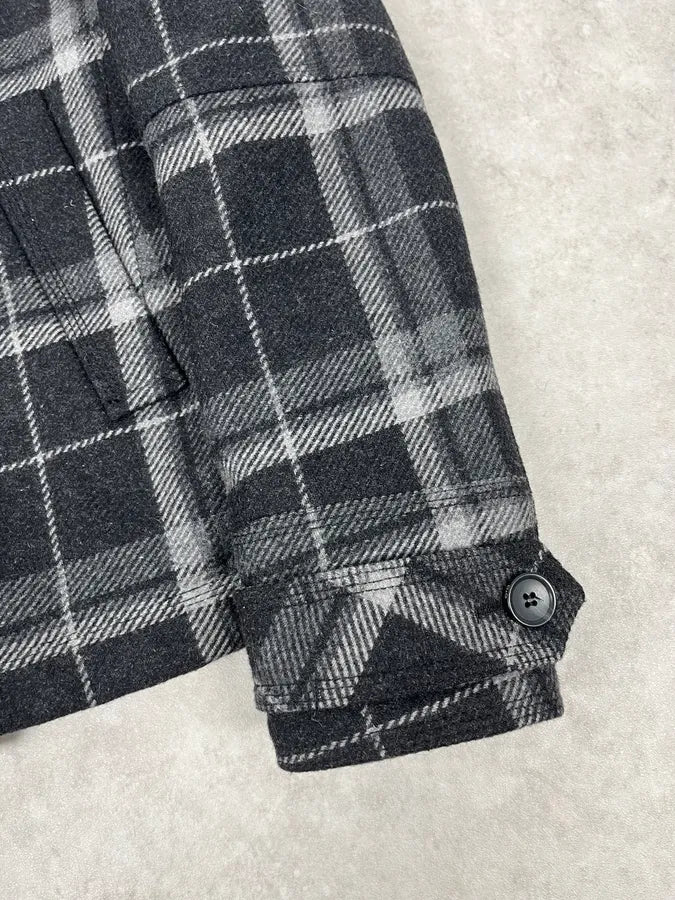 2000s Dolce & Gabbana Grey Checkered Wool Buttoned Jacket DZbWxyq 8