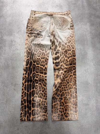 AW2002/03 Roberto Cavalli Jaguar White Faded Pants (S)