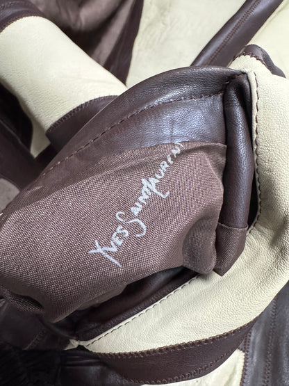 1980s Yves Saint Laurent Losange Beige Brown Leather Jacket (S)