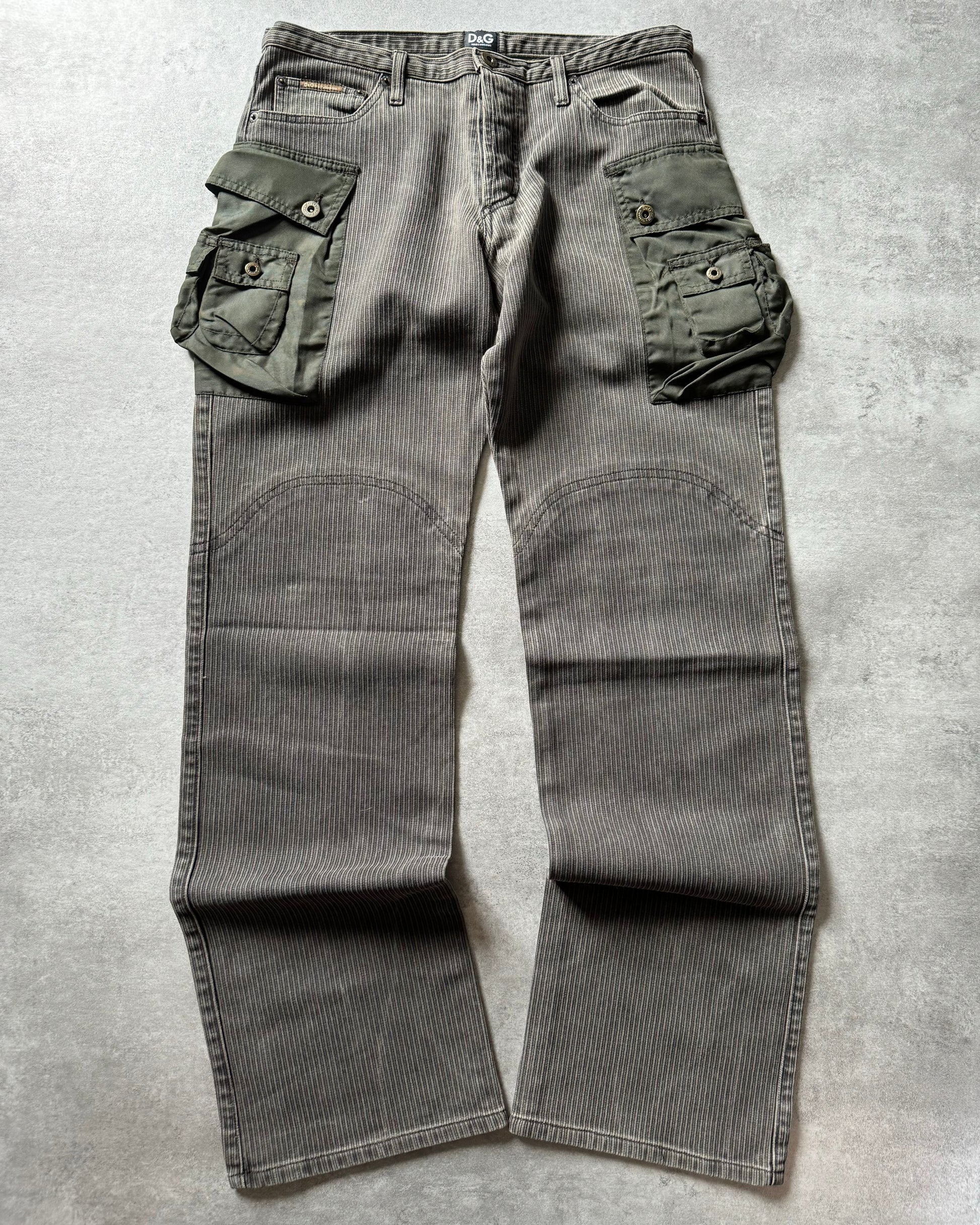 AW2003 Dolce & Gabbana Parachute Olive Cargo Hunter Pants (M) - 1