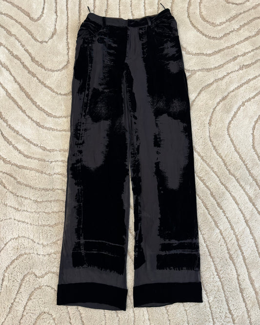 Jean Paul Gaultier 混合网眼天鹅绒长裤