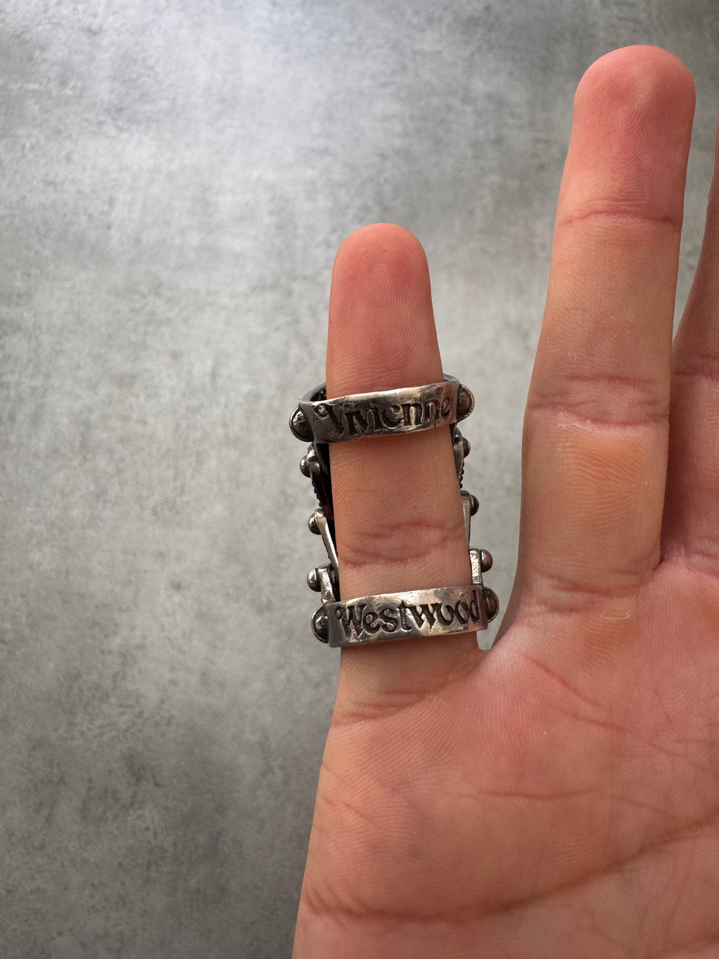 2000s Vivienne Westwood Iced Ouy Silver Armour Ring