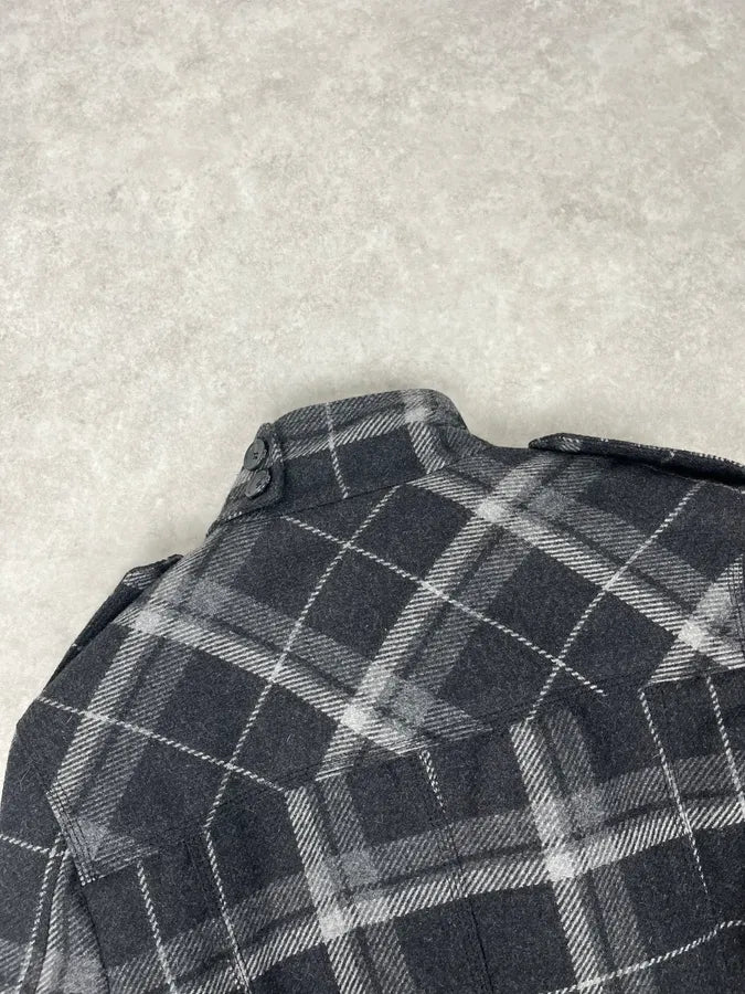 2000s Dolce & Gabbana Grey Checkered Wool Buttoned Jacket DZbWxyq 6