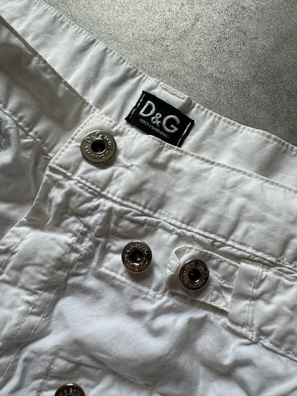 SS2004 Dolce & Gabbana Utility Flared Cargo White Pants (M) - 9