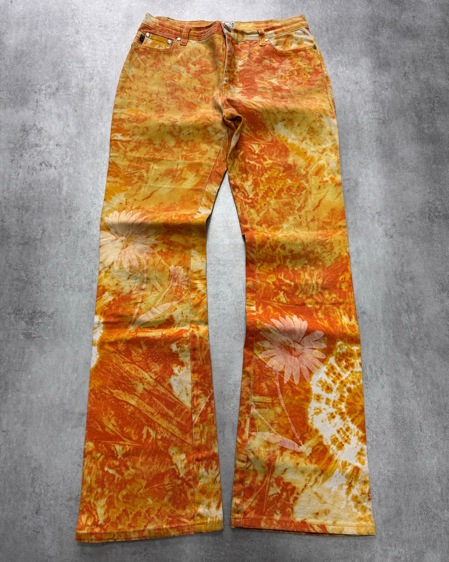 1990s Cavalli Orange Sunflowers Pants (S)