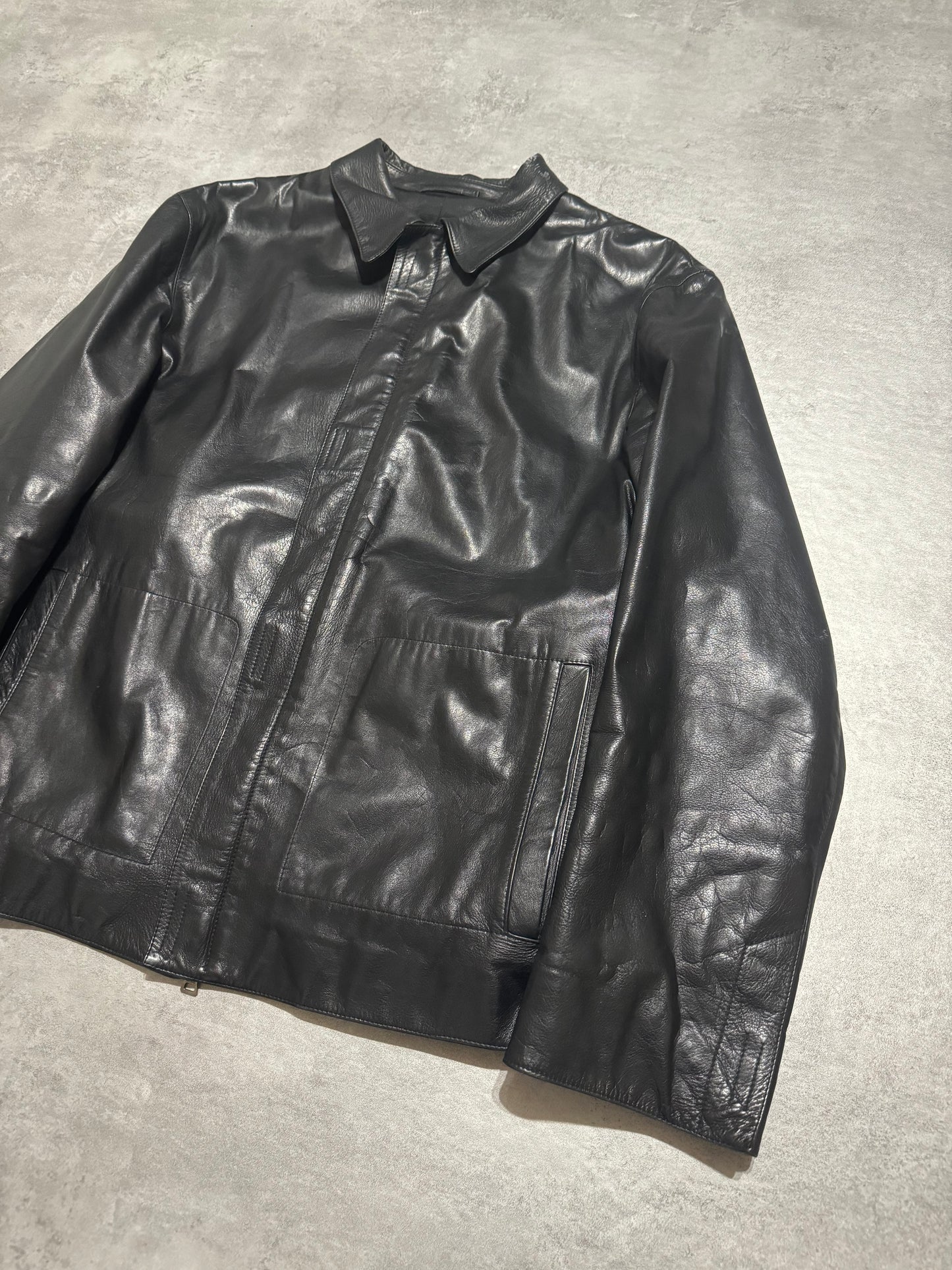 AW1998 Prada Black Minimalist Pure Leather Jacket (M/L) - 7