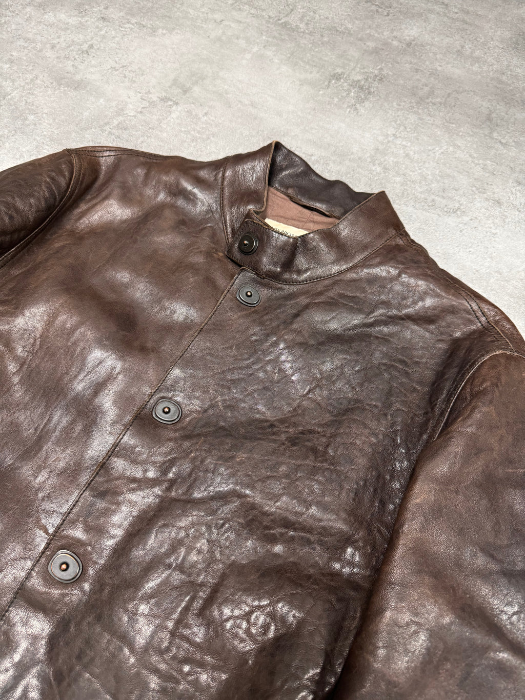FW2006 Emporio Armani Brut Leather Bomber Jacket (M/L)